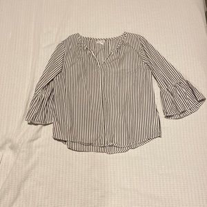 Peplum sleeve pinstripe blouse